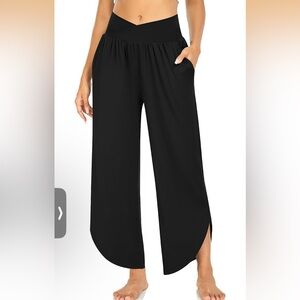 TARSE Wide Leg Pants for Women Cross High Waisted Yoga Pants